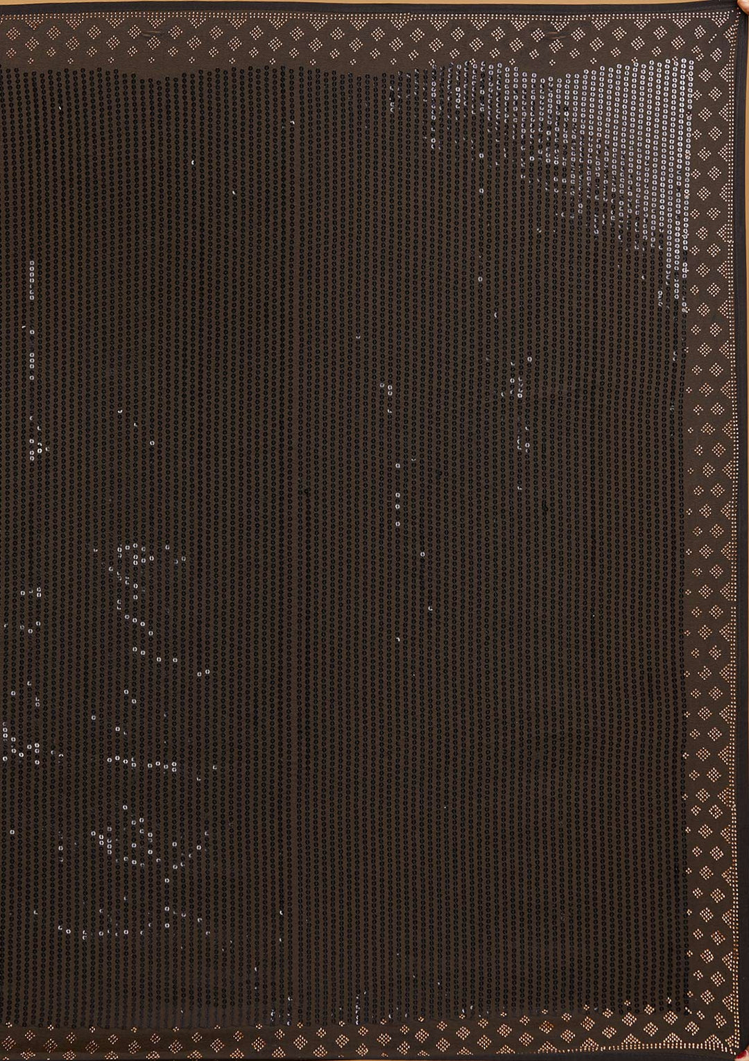 Black Swarovski Semi Crepe Designer Saree - Koskii