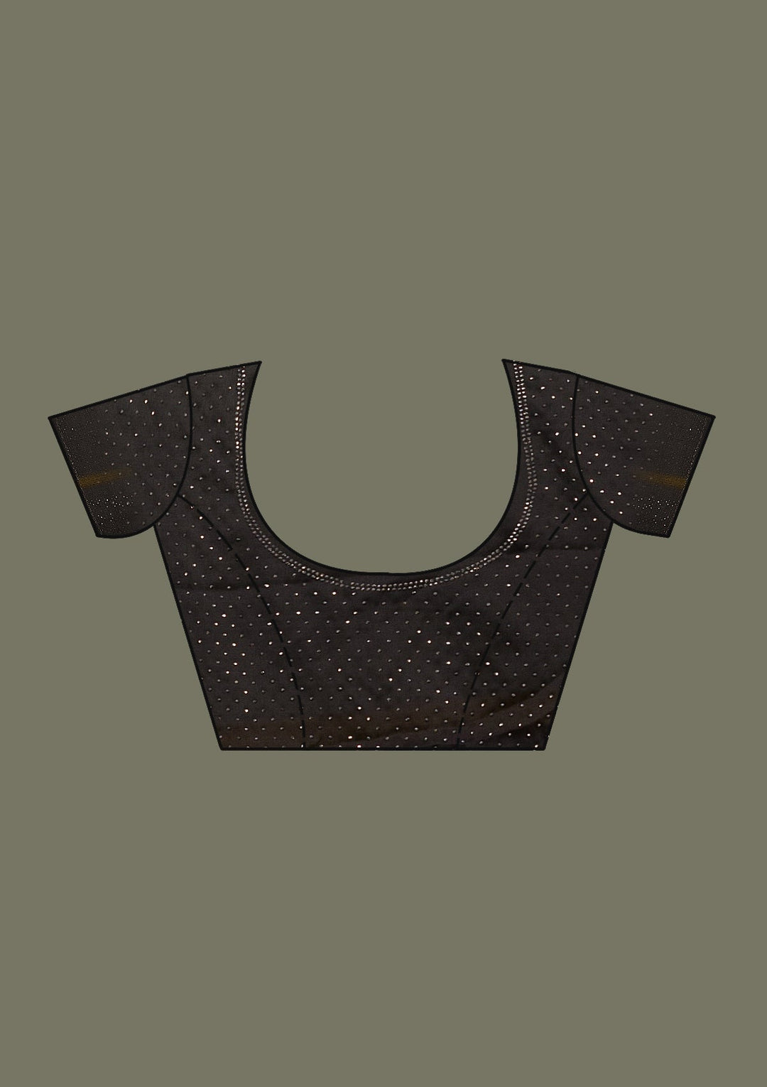 Black Swarovski Semi Crepe Saree-Koskii