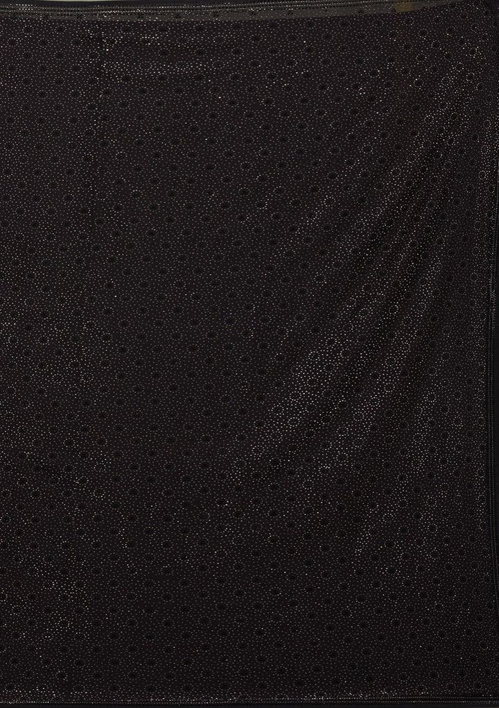 Black Swarovski Semi Crepe Saree-Koskii