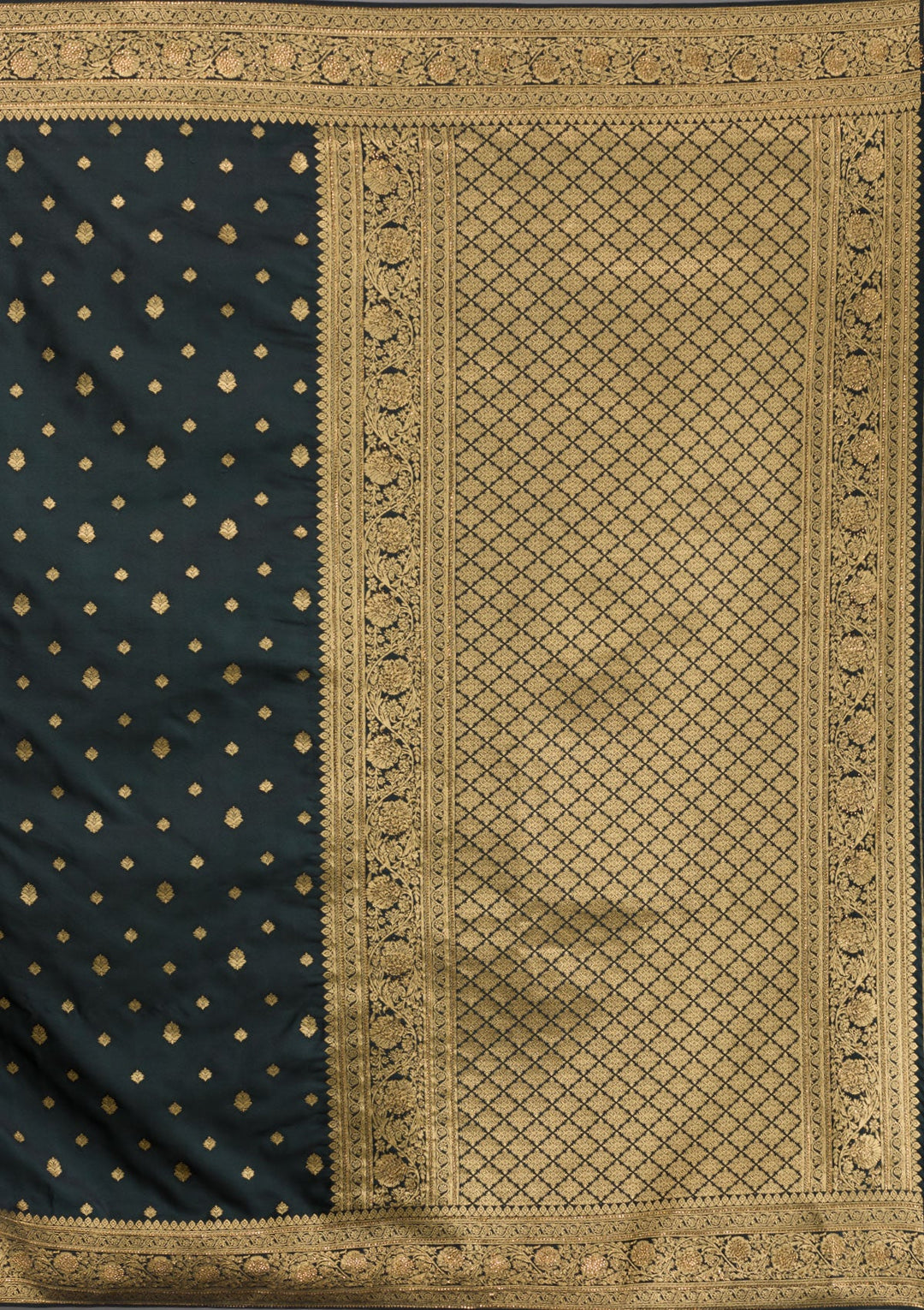 Black Swarovski Silk Satin Saree-Koskii