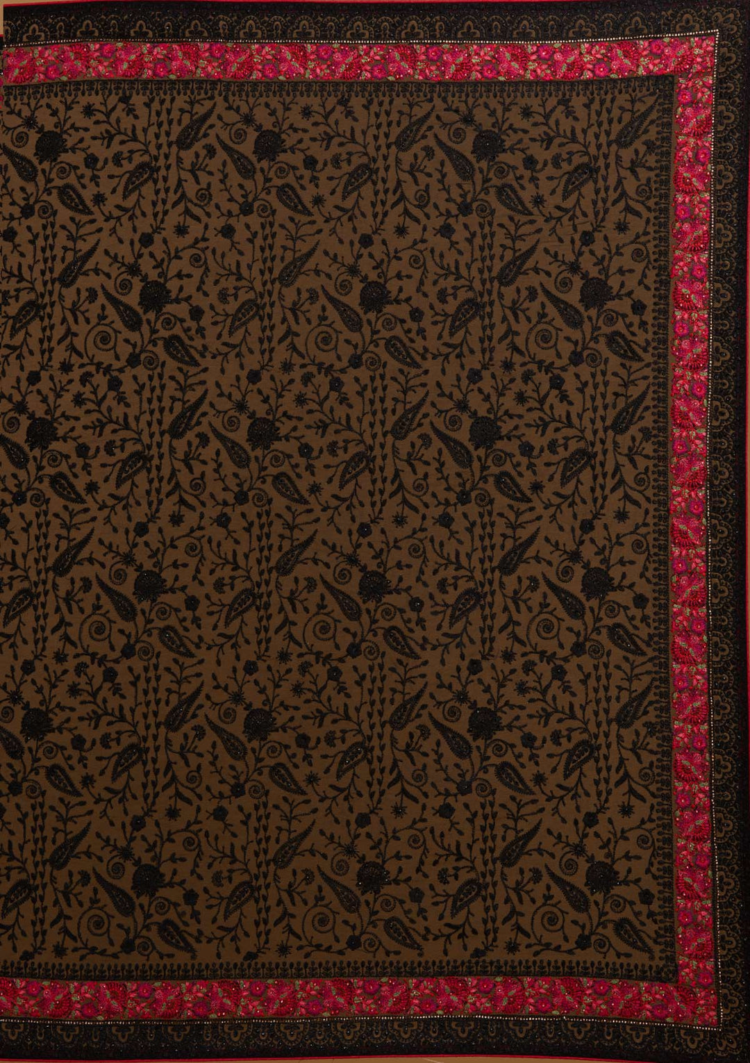Black Threadwork Georgette Designer Saree - Koskii