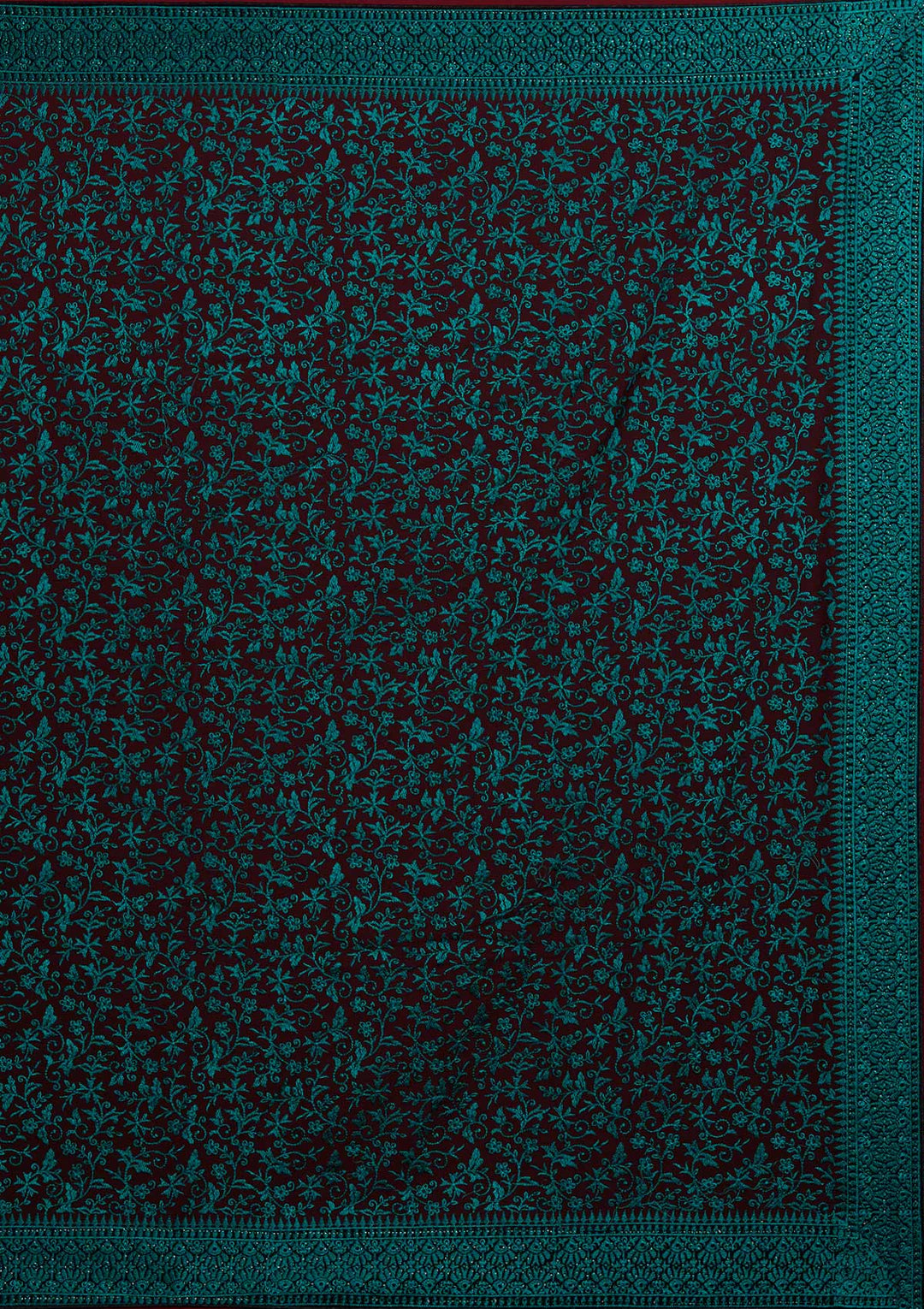 Black Threadwork Georgette Designer Saree - Koskii