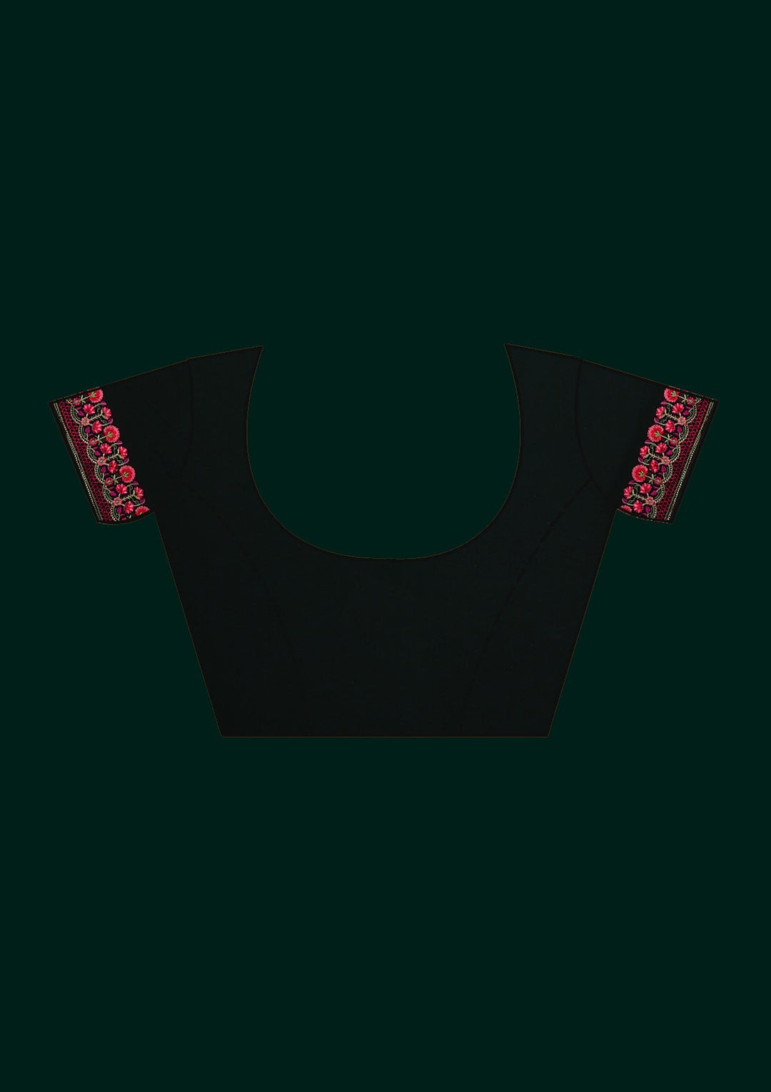 Black Threadwork Georgette Designer Saree - Koskii