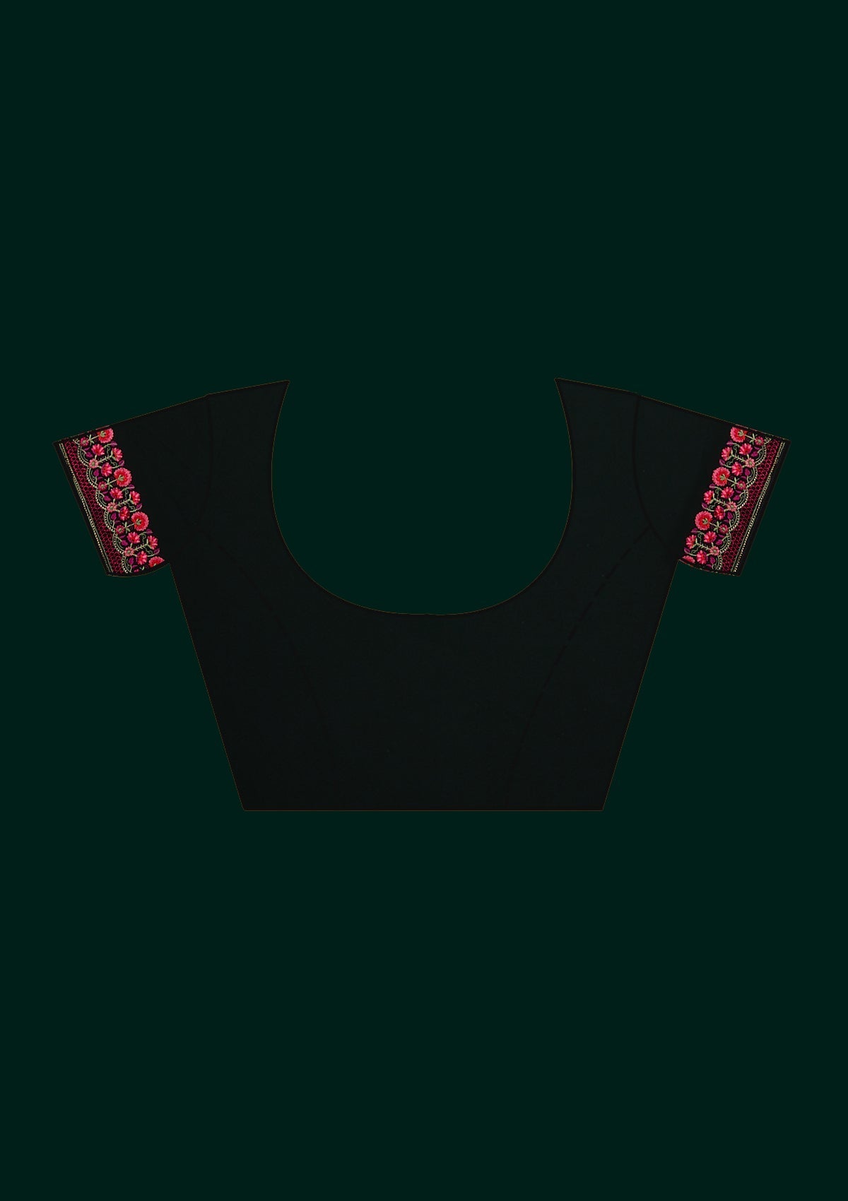 Black Threadwork Georgette Designer Saree - Koskii
