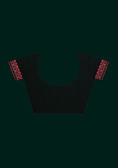 Black Threadwork Georgette Designer Saree - Koskii