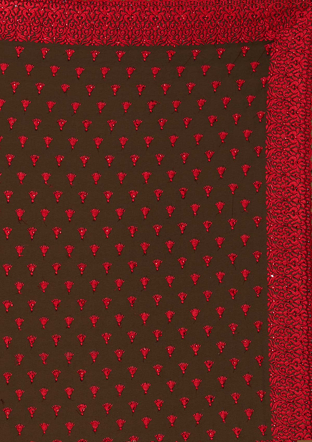 Black Threadwork Georgette Designer Saree - Koskii