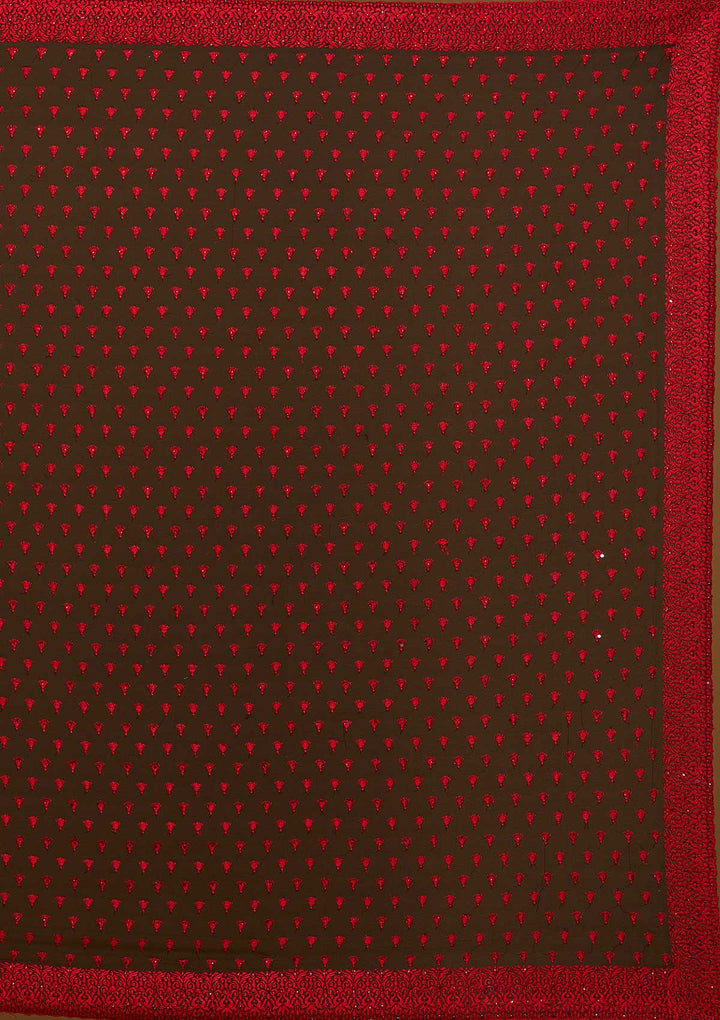 Black Threadwork Georgette Designer Saree - Koskii