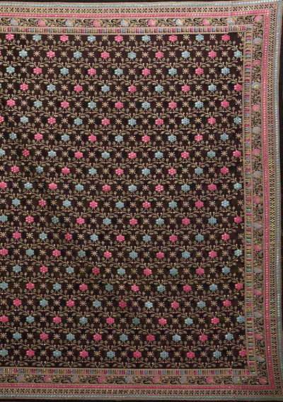 Black Threadwork Georgette Saree-Koskii
