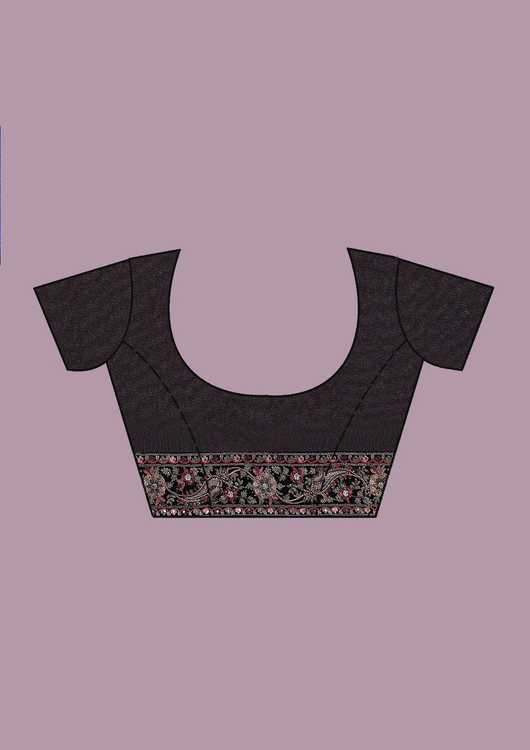 Black Threadwork Georgette Saree-Koskii