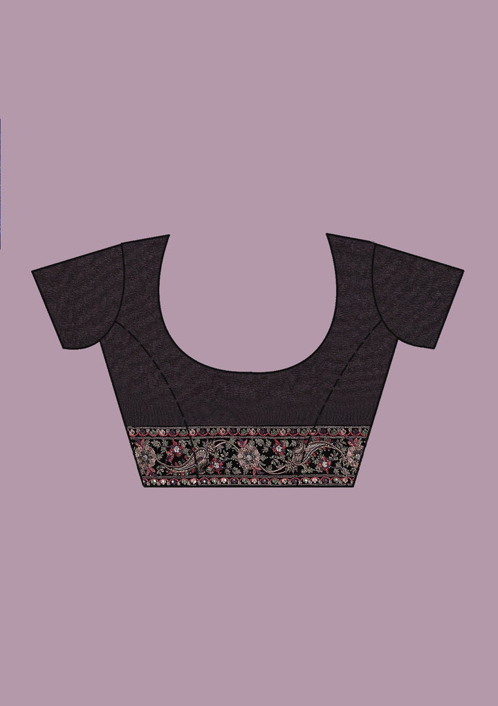 Black Threadwork Georgette Saree-Koskii