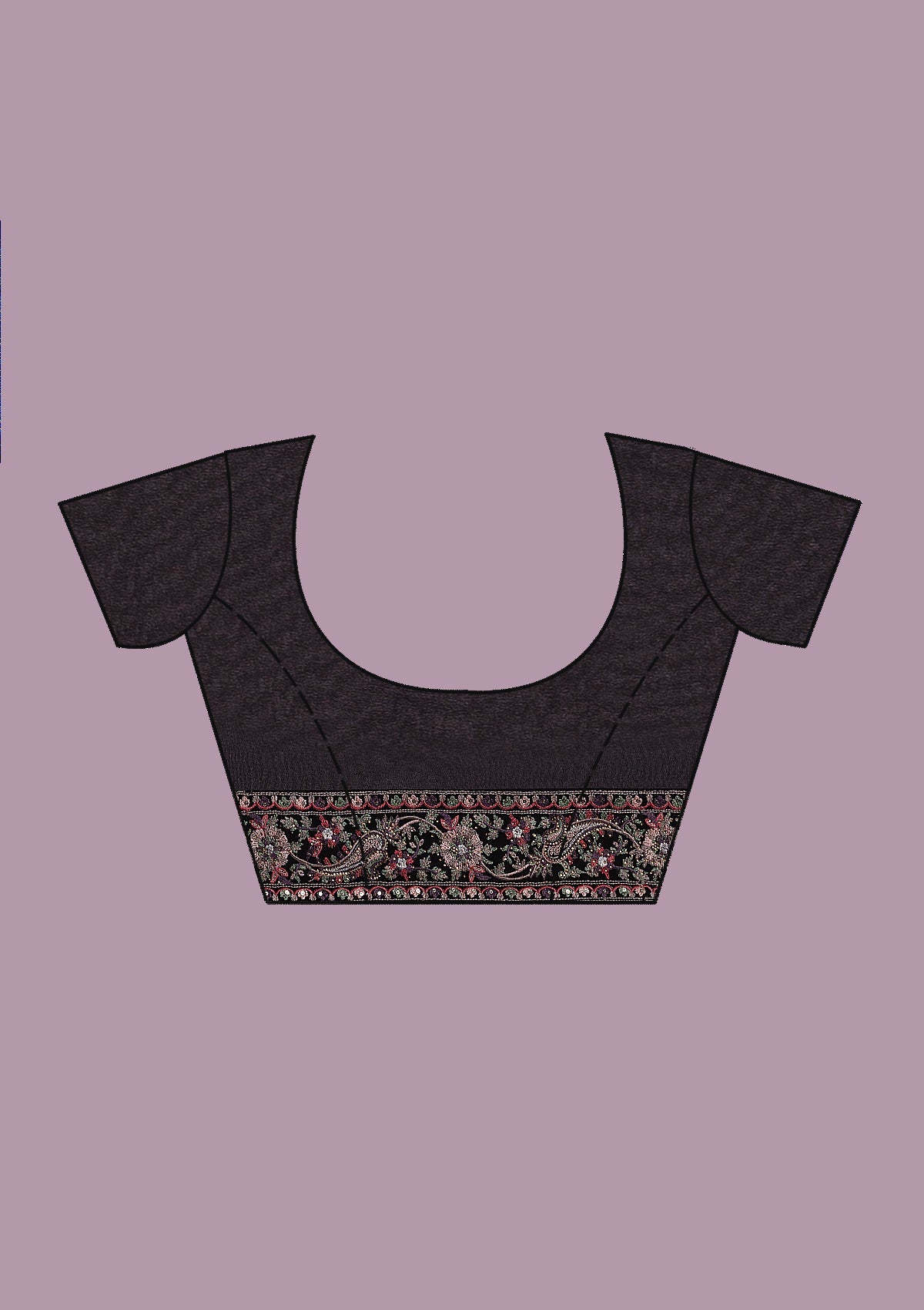 Black Threadwork Georgette Saree-Koskii