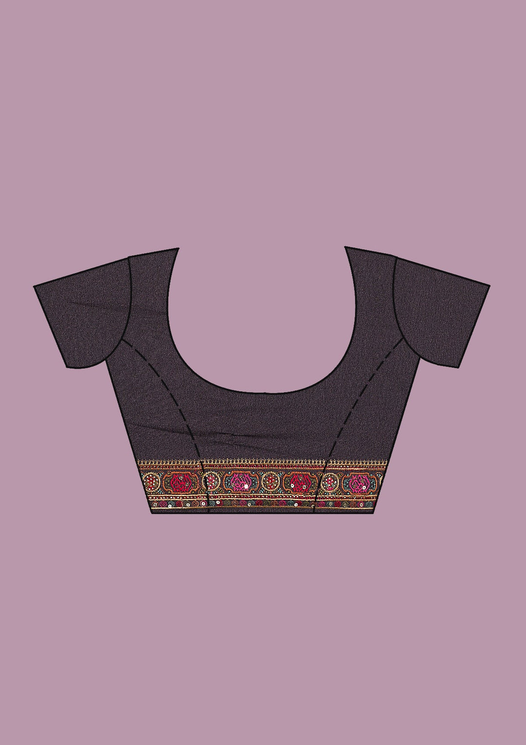 Black Threadwork Georgette Saree-Koskii