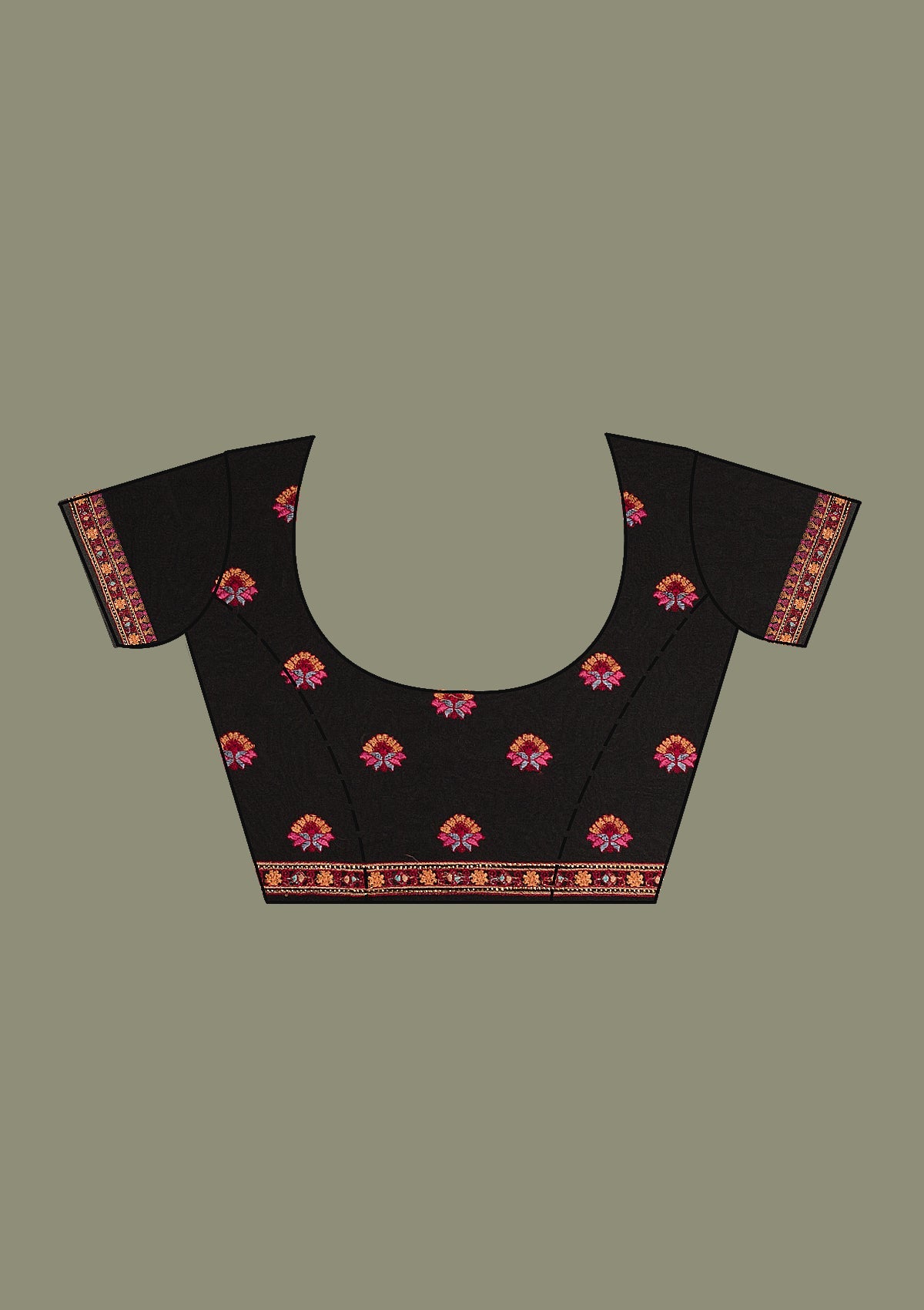 Black Threadwork Georgette Saree-Koskii