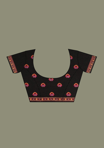 Black Threadwork Georgette Saree-Koskii