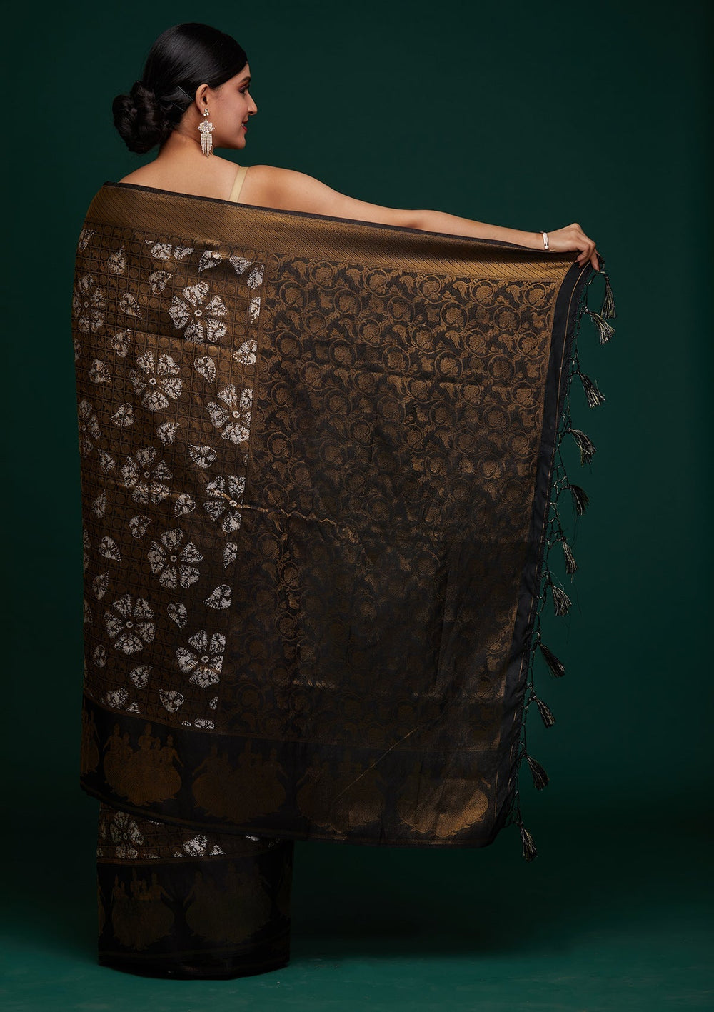 Black Zariwork Art Silk Designer Saree - Koskii