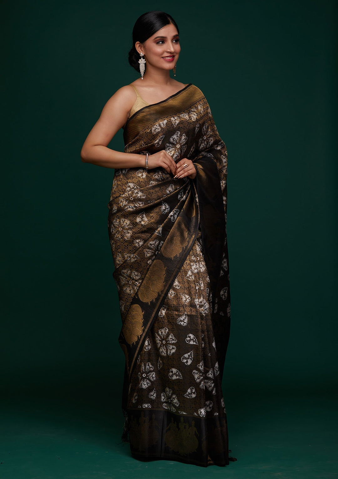 Black Zariwork Art Silk Designer Saree - Koskii
