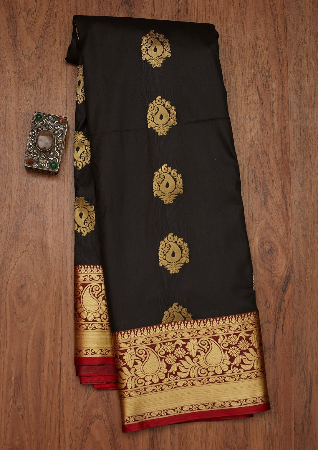 Black Zariwork Art Silk Designer Saree - Koskii