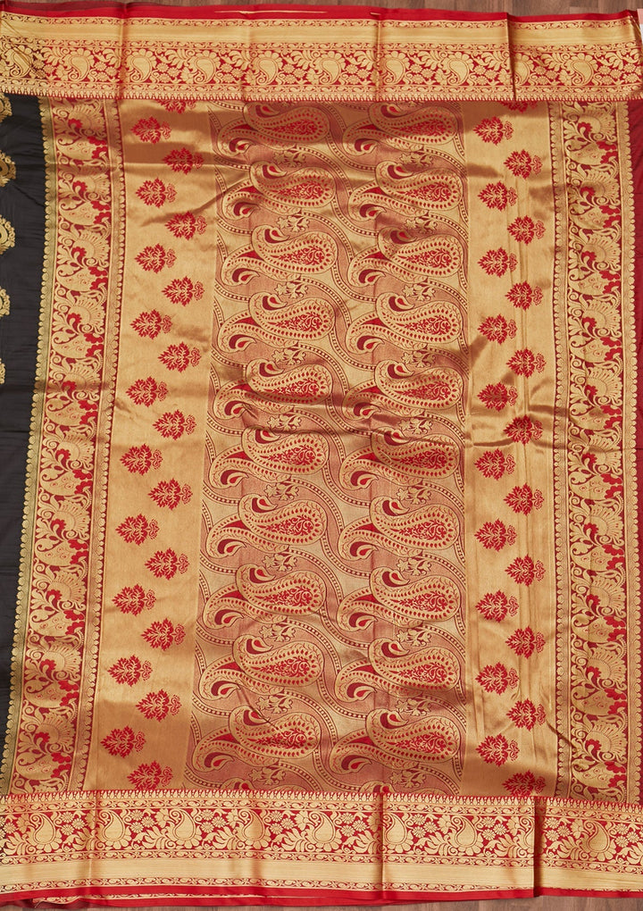 Black Zariwork Art Silk Designer Saree - Koskii