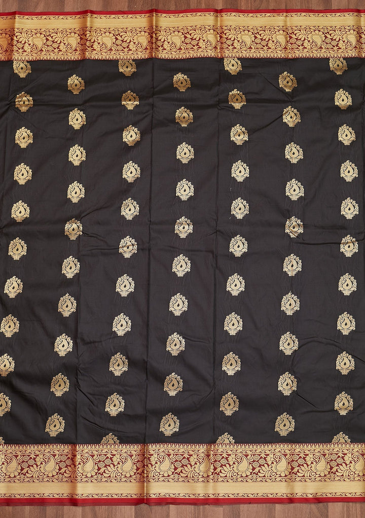 Black Zariwork Art Silk Designer Saree - Koskii