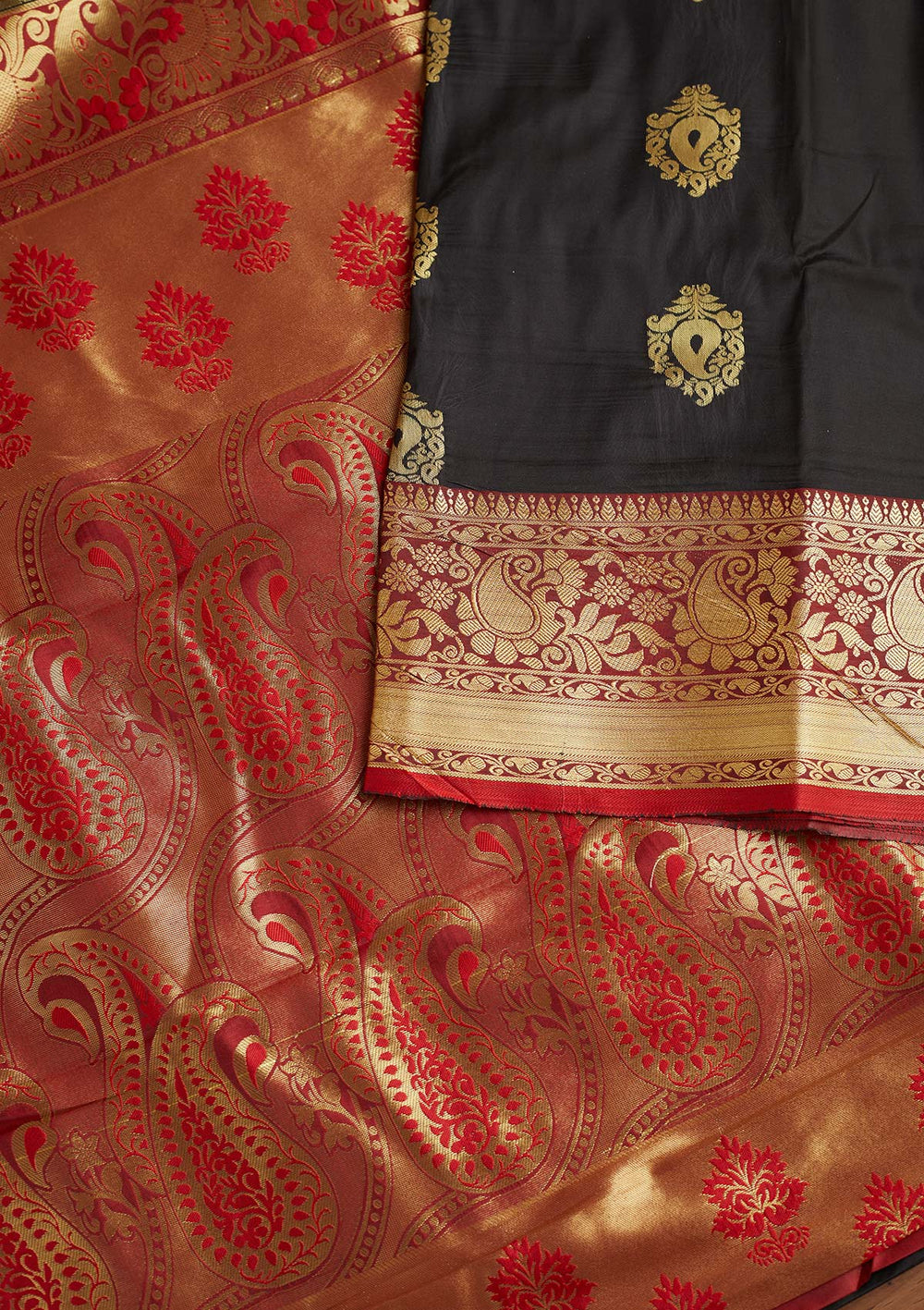 Black Zariwork Art Silk Designer Saree - Koskii