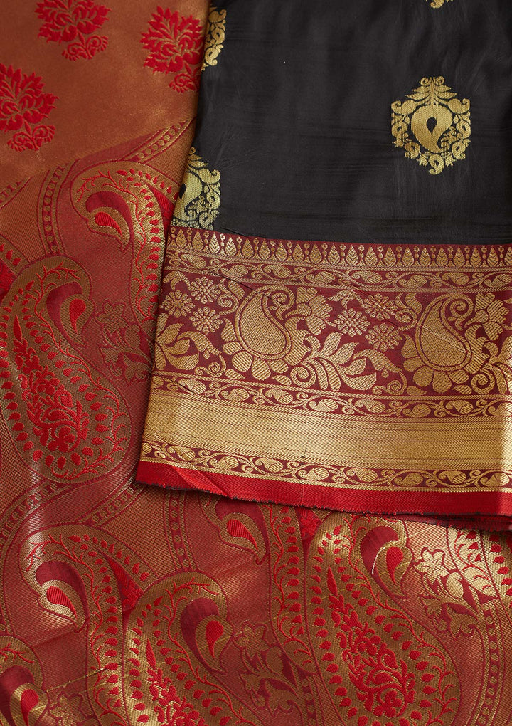Black Zariwork Art Silk Designer Saree - Koskii