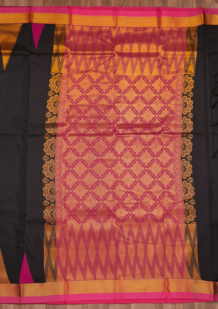 Black Zariwork Art Silk Designer Saree - Koskii