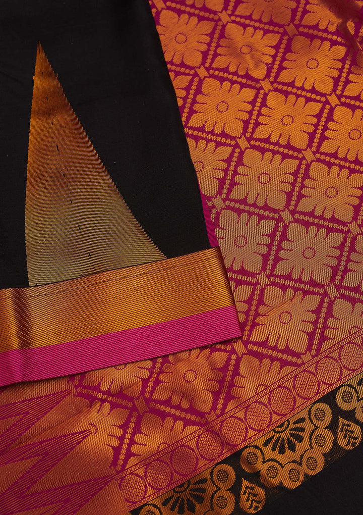 Black Zariwork Art Silk Designer Saree - Koskii