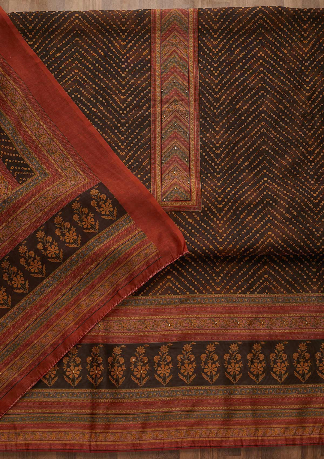 Black Zariwork Chanderi Unstitched Salwar Suit-Koskii