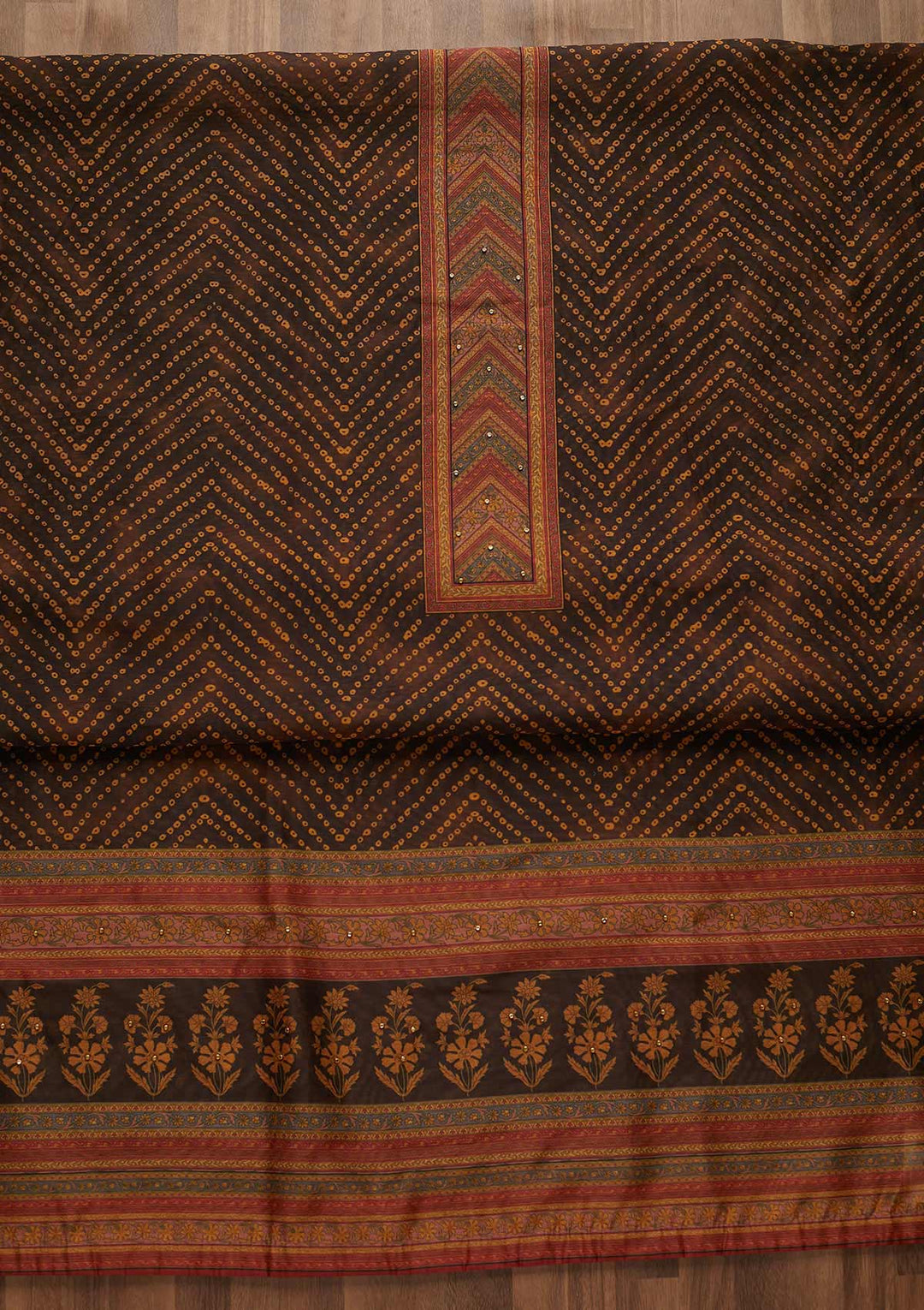 Black Zariwork Chanderi Unstitched Salwar Suit-Koskii