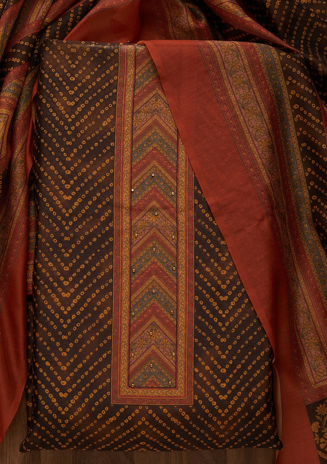 Black Zariwork Chanderi Unstitched Salwar Suit-Koskii