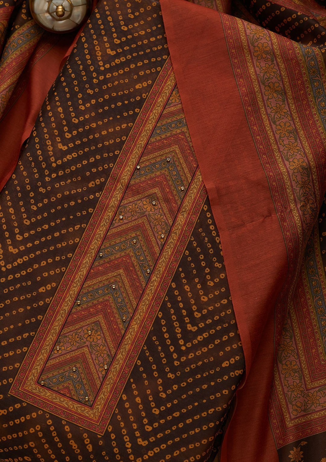 Black Zariwork Chanderi Unstitched Salwar Suit-Koskii