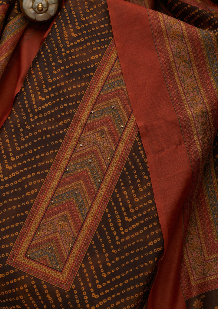 Black Zariwork Chanderi Unstitched Salwar Suit-Koskii