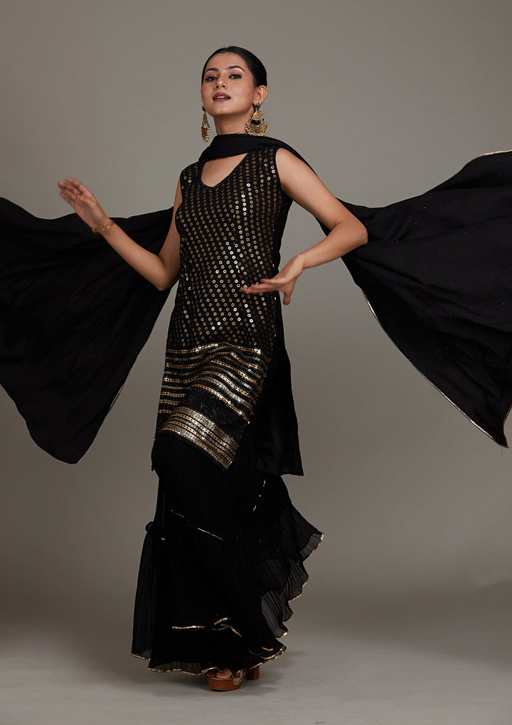 Black Zariwork Georgette Salwar Suit-Koskii