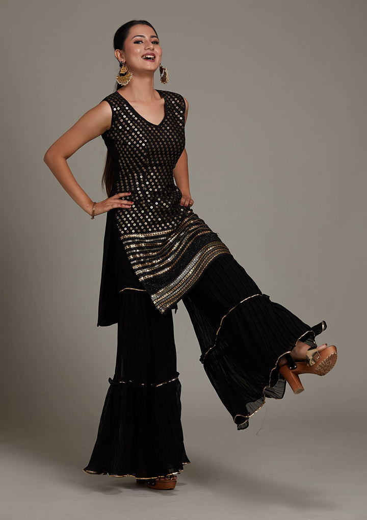 Black Zariwork Georgette Salwar Suit-Koskii