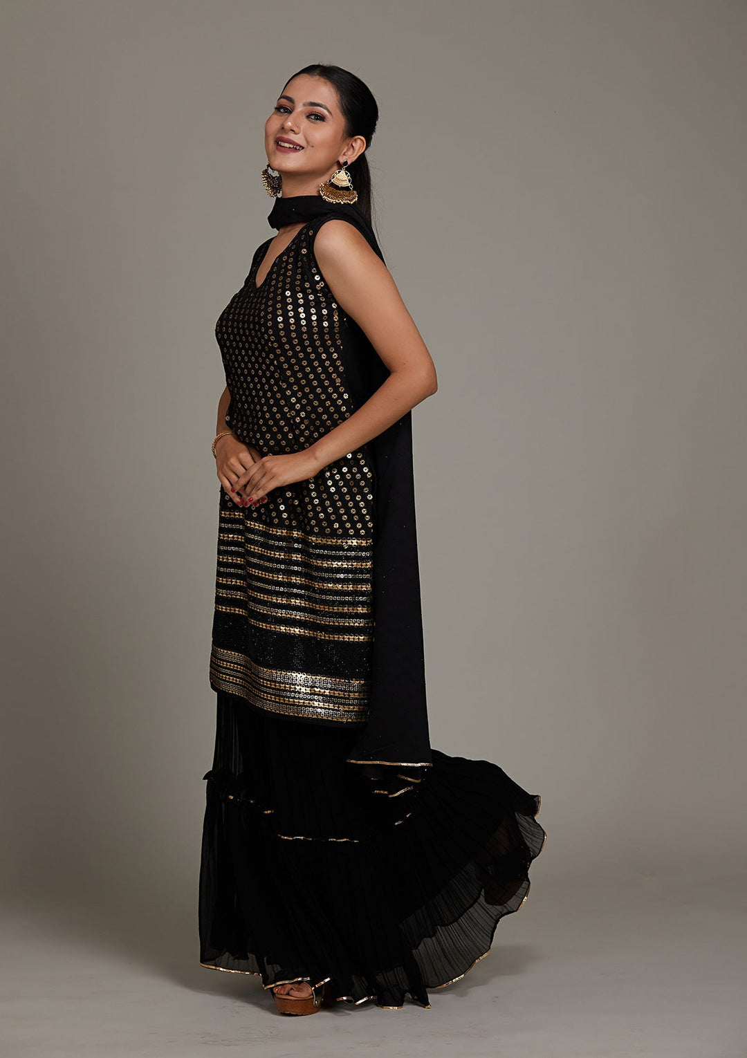 Black Zariwork Georgette Salwar Suit-Koskii