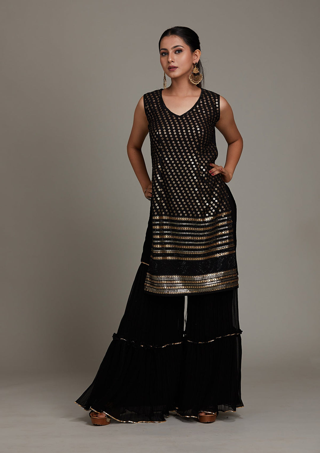 Black Zariwork Georgette Salwar Suit-Koskii