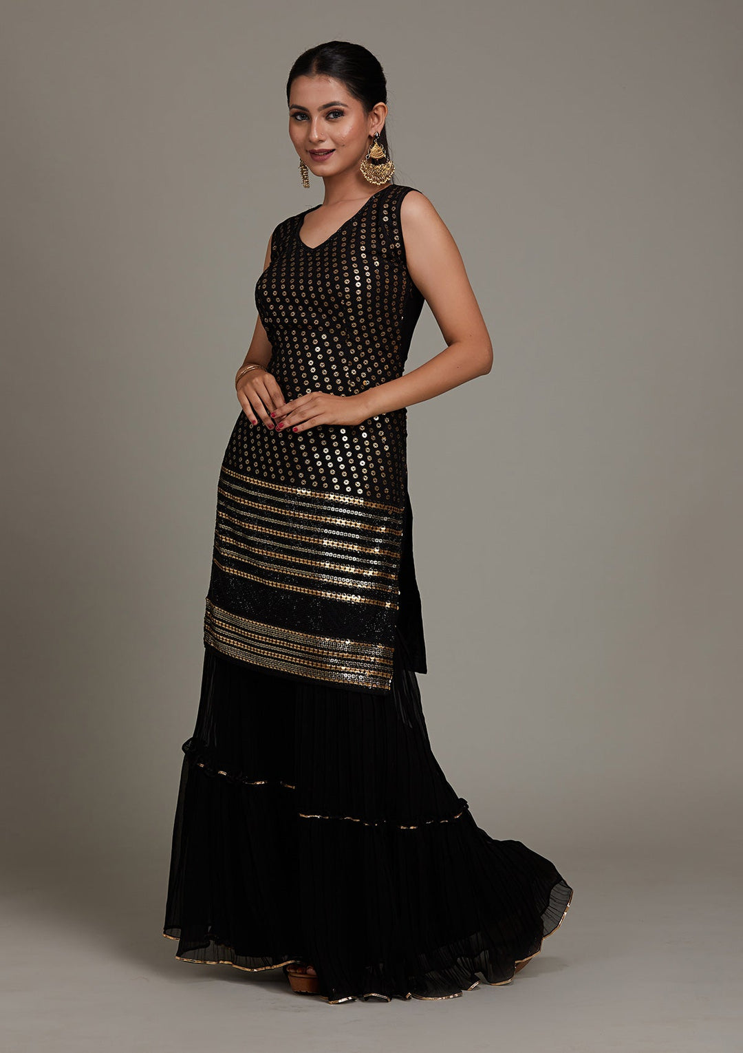 Black Zariwork Georgette Salwar Suit-Koskii