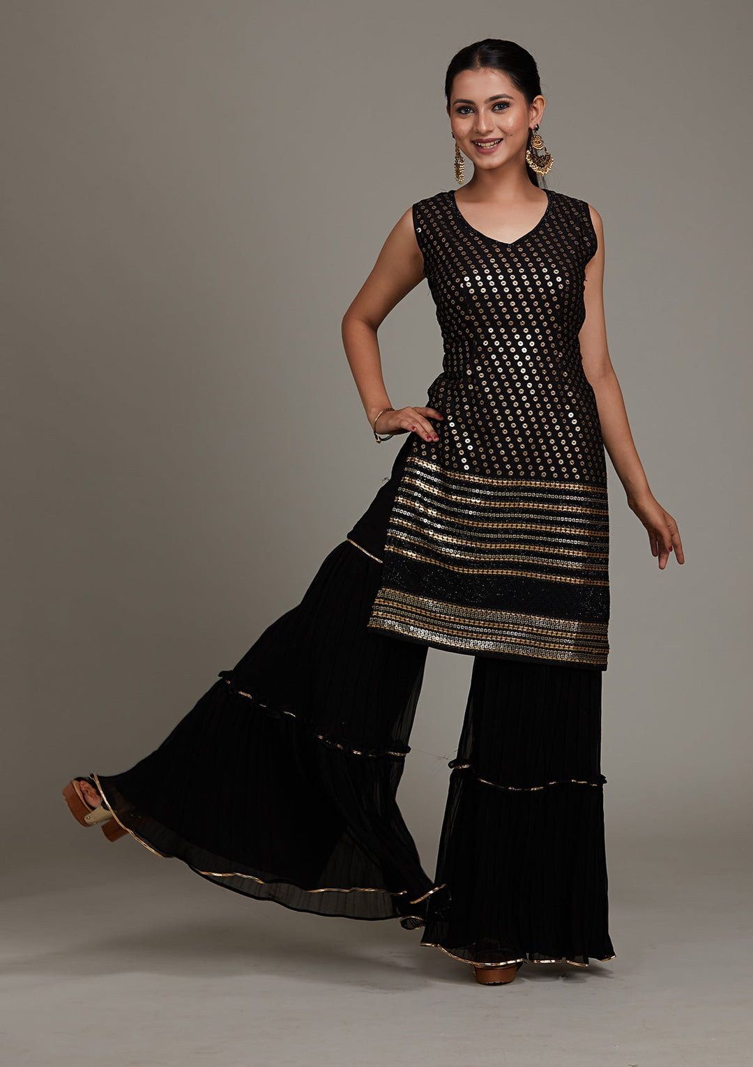 Black Zariwork Georgette Salwar Suit-Koskii