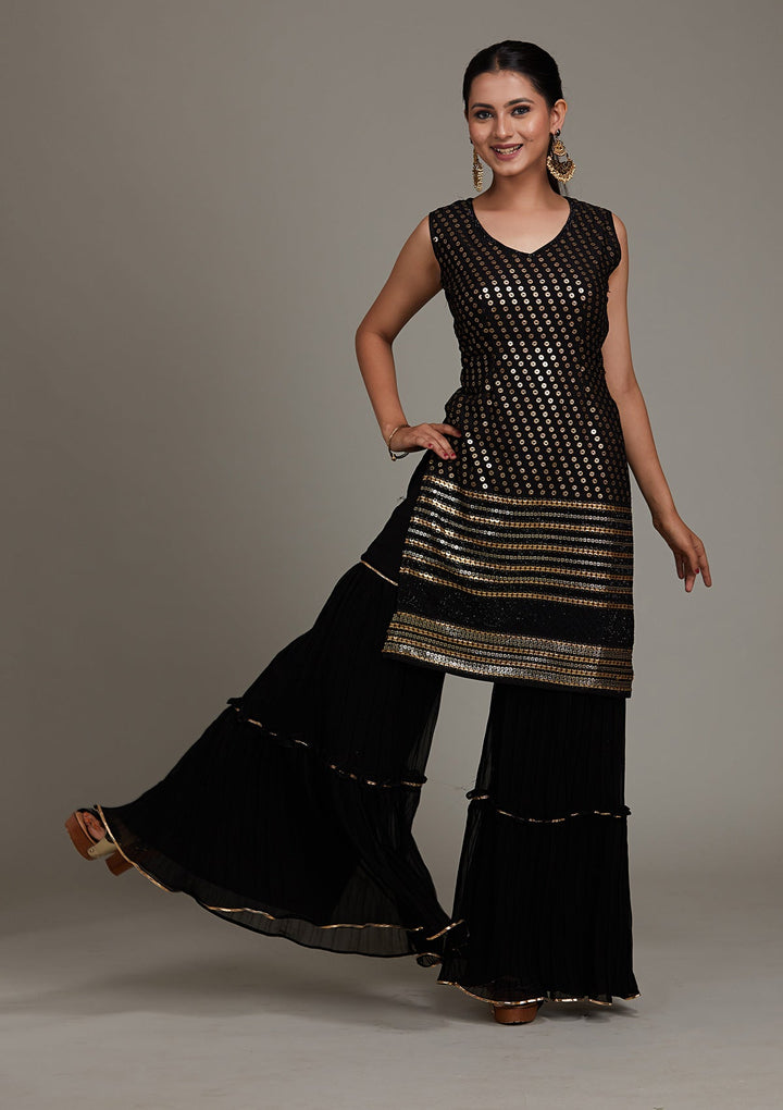 Black Zariwork Georgette Salwar Suit-Koskii