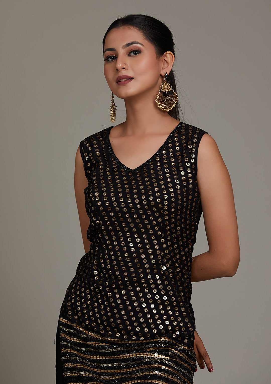 Black Zariwork Georgette Salwar Suit-Koskii