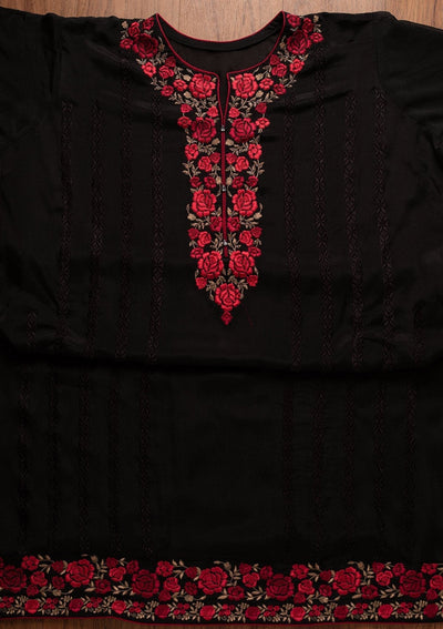 Black Zariwork Georgette Designer Semi-Stitched Salwar Suit - koskii