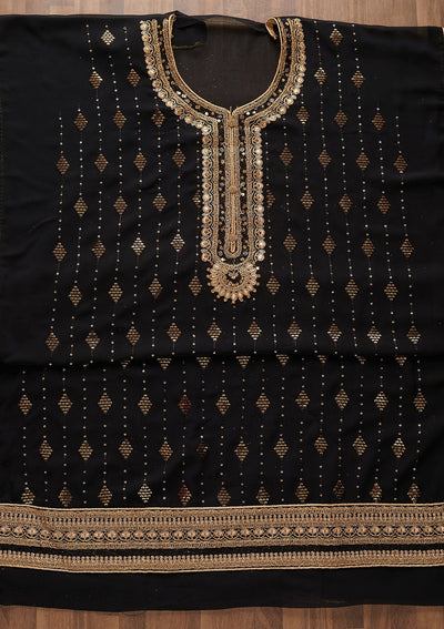 Black Zariwork Georgette Designer Semi-Stitched Salwar Suit - Koskii