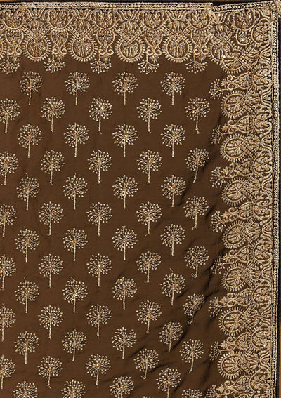 Black Zariwork Georgette Designer Saree - Koskii