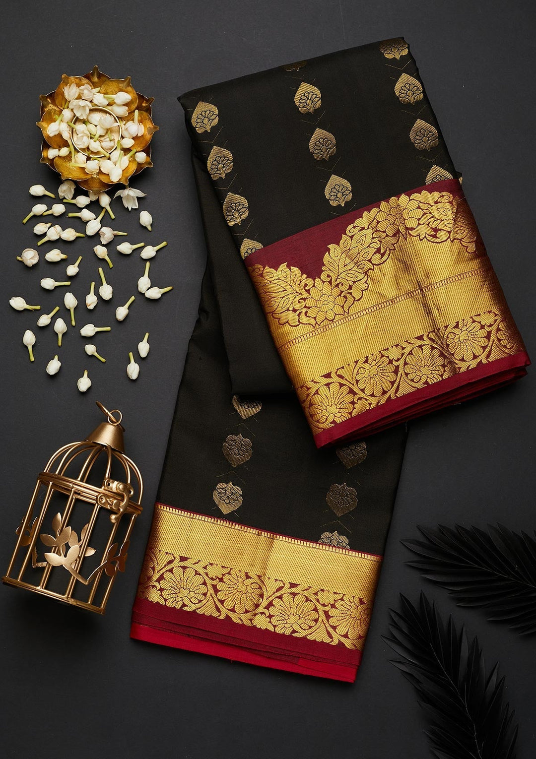 Black Zariwork Pure Silk Designer Saree - Koskii