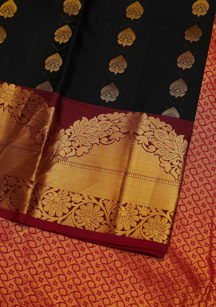 Black Zariwork Pure Silk Designer Saree - Koskii