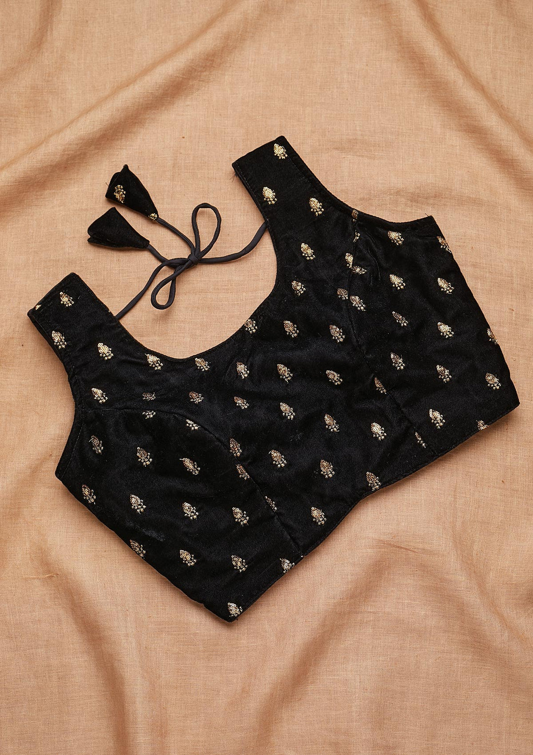 Black Zariwork Raw Silk Blouse-Koskii