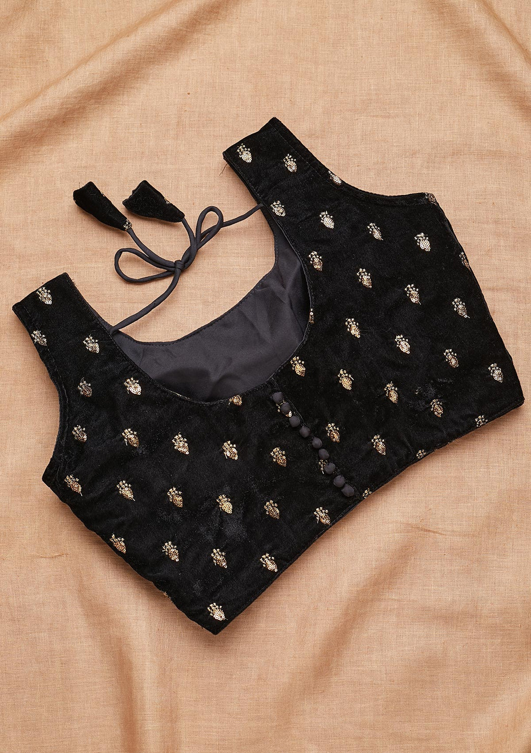 Black Zariwork Raw Silk Blouse-Koskii