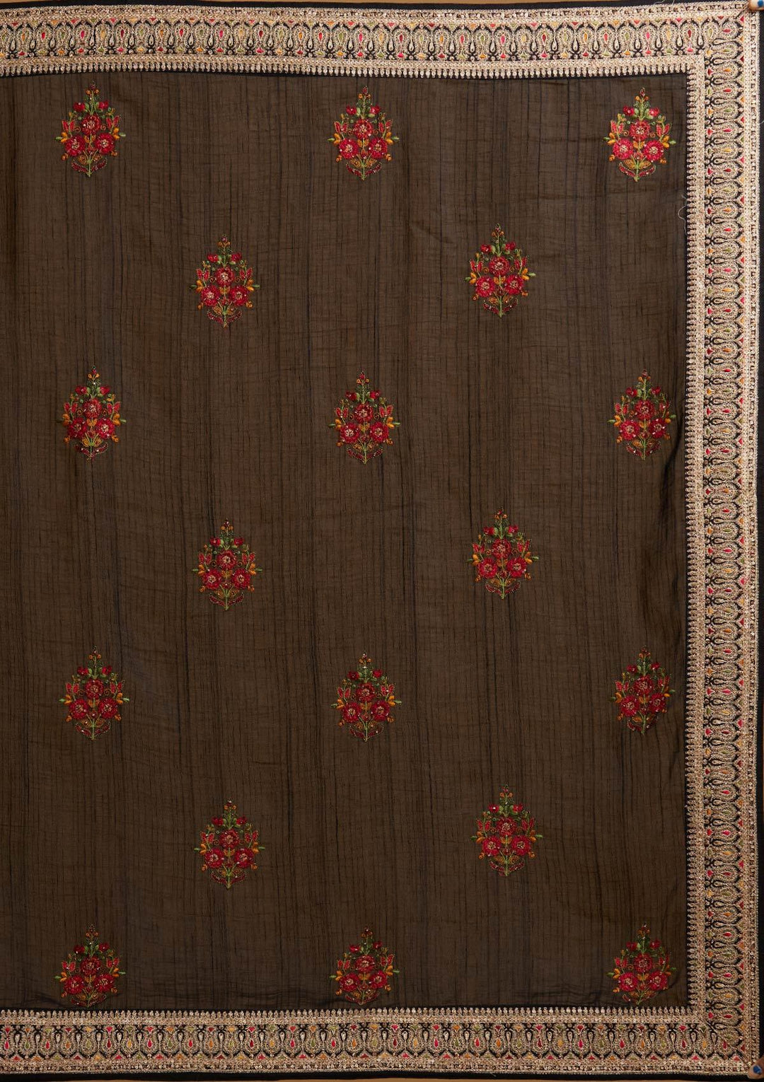 Black Zariwork Raw Silk Designer Saree - koskii