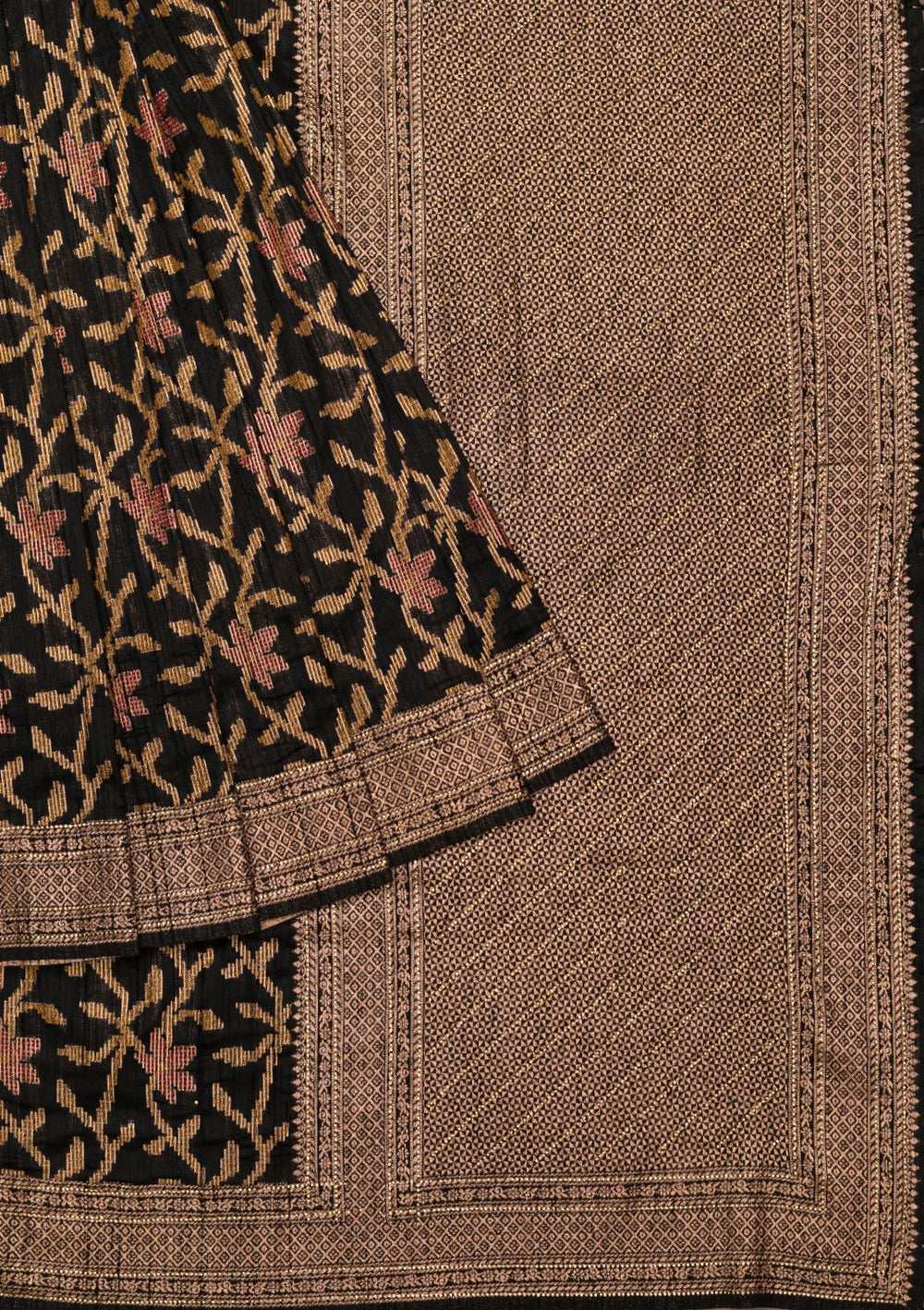 Black Zariwork Raw Silk Saree-Koskii
