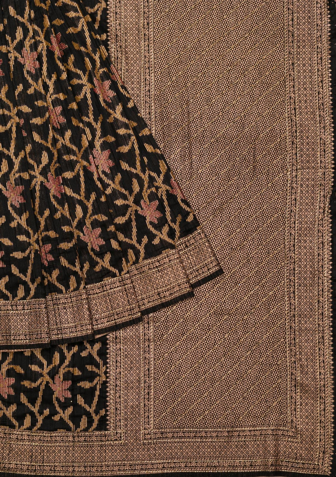 Black Zariwork Raw Silk Saree-Koskii
